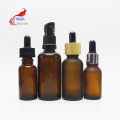 10ml 20ml 30ml frost amber dropper glass cosmetic bottle for oil with gold cap bamboo dropper cap GB-268B
